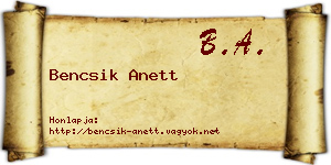 Bencsik Anett névjegykártya