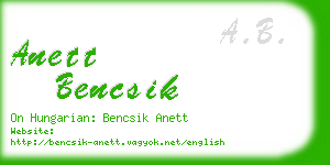 anett bencsik business card